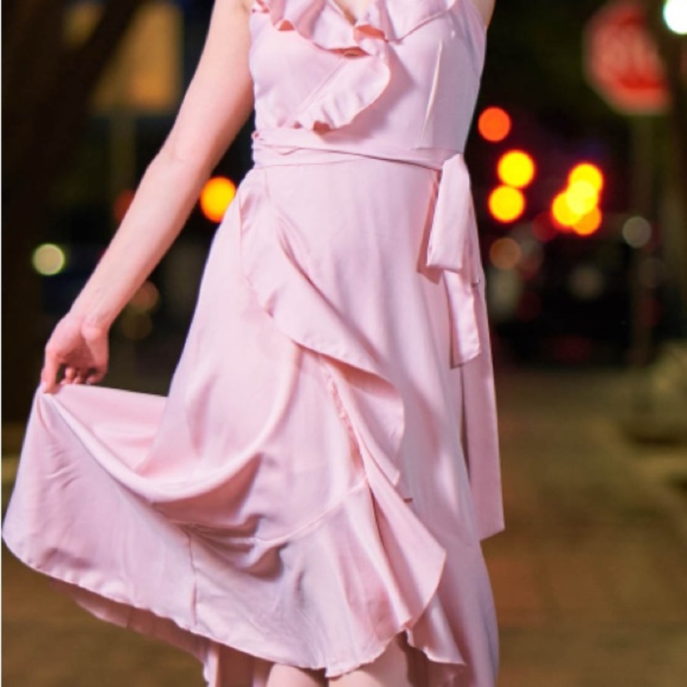 Elegant Pink Ruffle Dress